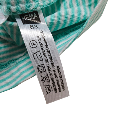 Hema Kurzarmshirt Grün mit weißen Streifen Größe 68
