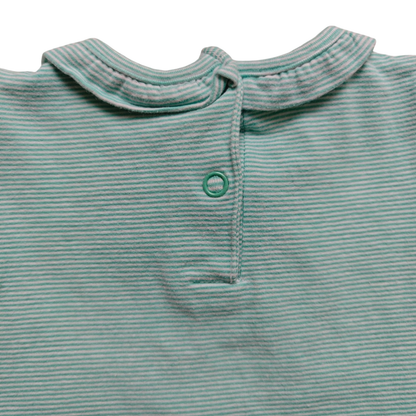 Newborn Kurzarmshirt Türkisblau mit rosa Akzenten Größe 62