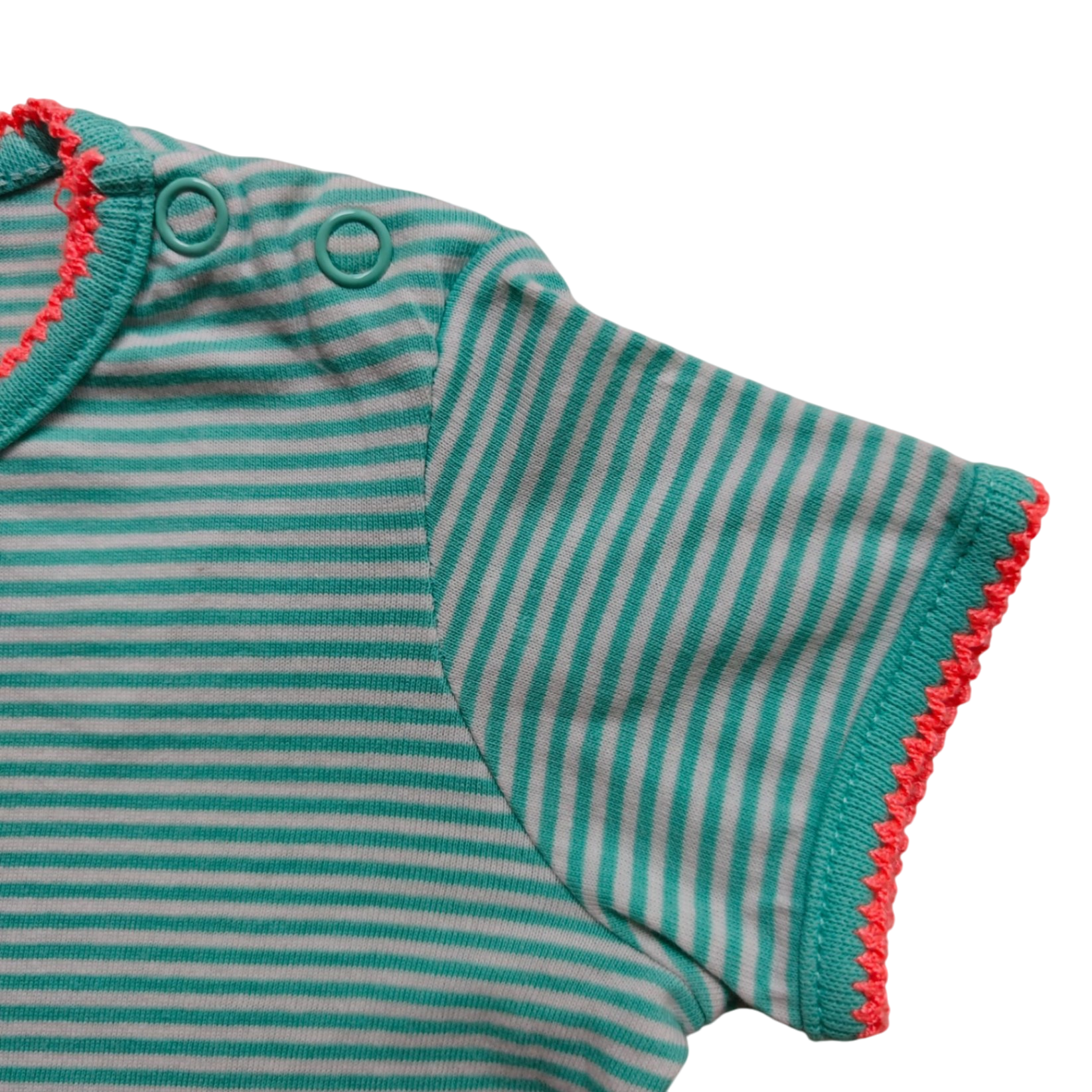 Hema Kurzarmshirt Grün mit weißen Streifen Größe 68