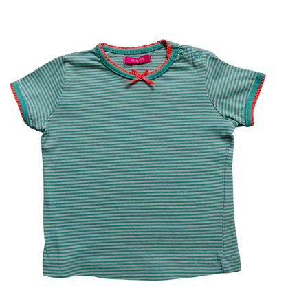 Hema Kurzarmshirt Grün mit weißen Streifen Größe 68