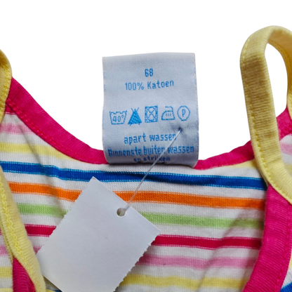 Nijntje Kurzarmshirt Bunt mit Streifen in Pink, Blau, Grün, Orange und Gelb Größe 68