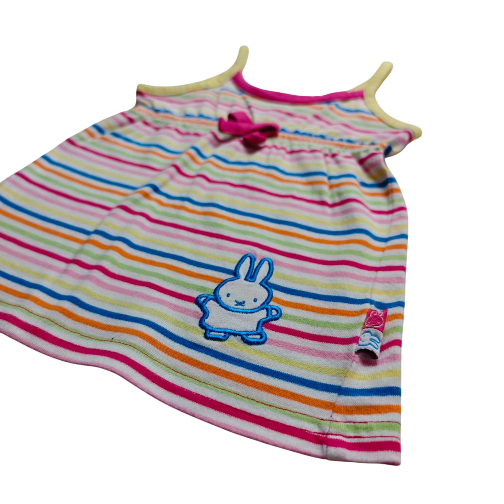 Nijntje Kurzarmshirt Bunt mit Streifen in Pink, Blau, Grün, Orange und Gelb Größe 68