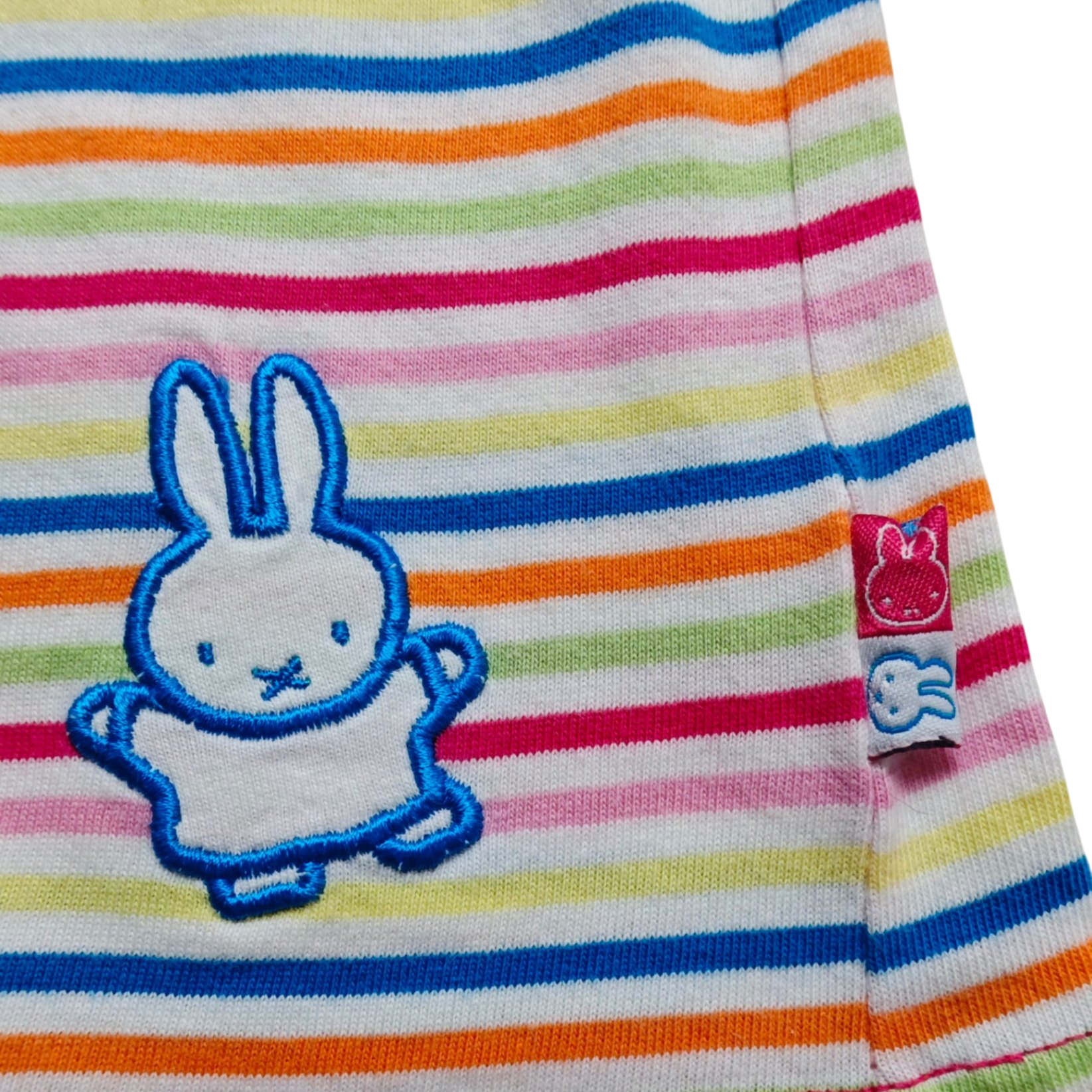 Nijntje Kurzarmshirt Bunt mit Streifen in Pink, Blau, Grün, Orange und Gelb Größe 68