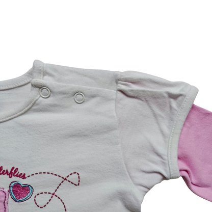 Markenlos Kurzarmshirt Weiß mit Muster Größe 68