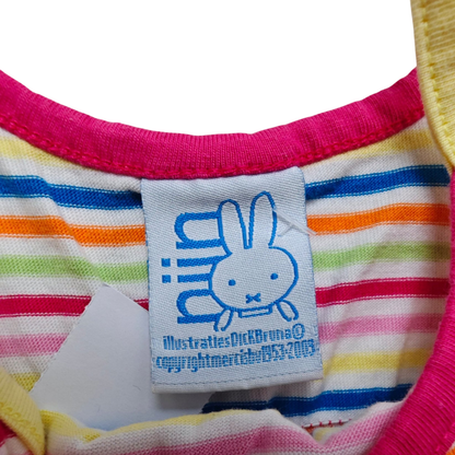 Nijntje Kurzarmshirt Bunt mit Streifen in Pink, Blau, Grün, Orange und Gelb Größe 68