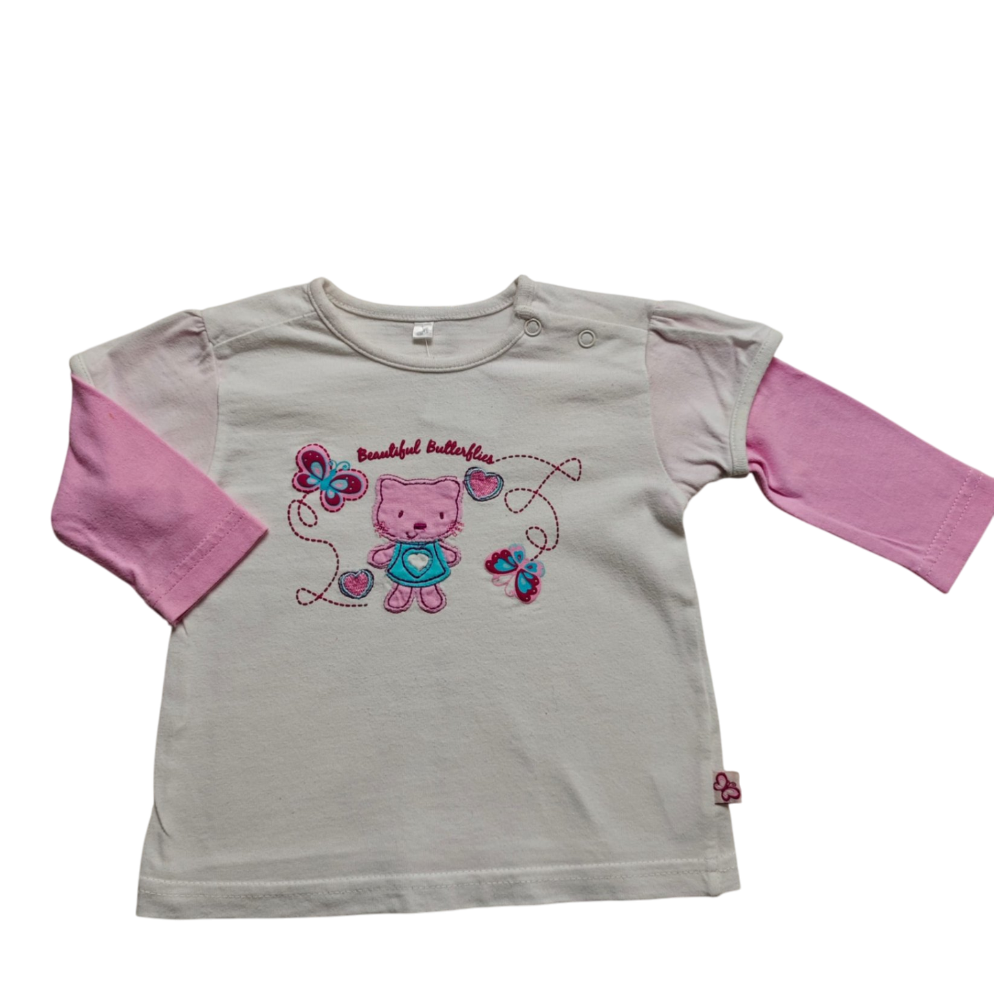 Markenlos Kurzarmshirt Weiß mit Muster Größe 68