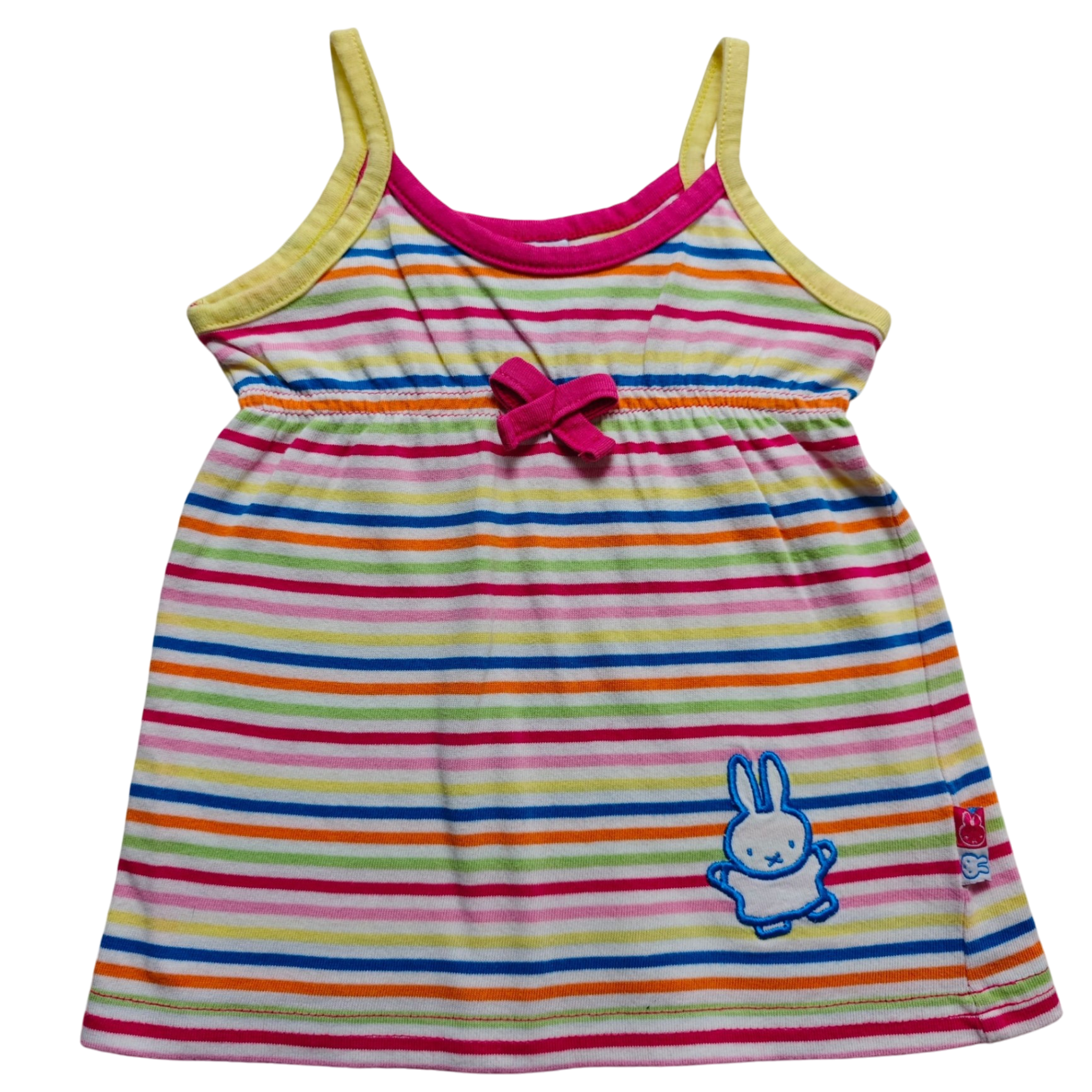 Nijntje Kurzarmshirt Bunt mit Streifen in Pink, Blau, Grün, Orange und Gelb Größe 68