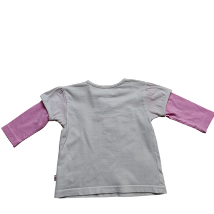 Markenlos Kurzarmshirt Weiß mit Muster Größe 68