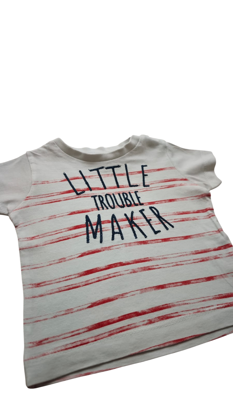 Newborn T-Shirt Weiß mit Rot und Blau Größe 56