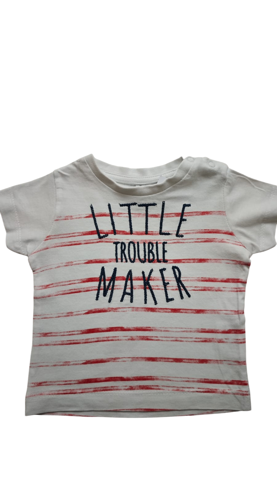 Newborn T-Shirt Weiß mit Rot und Blau Größe 56