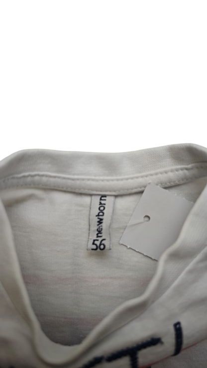Newborn T-Shirt Weiß mit Rot und Blau Größe 56