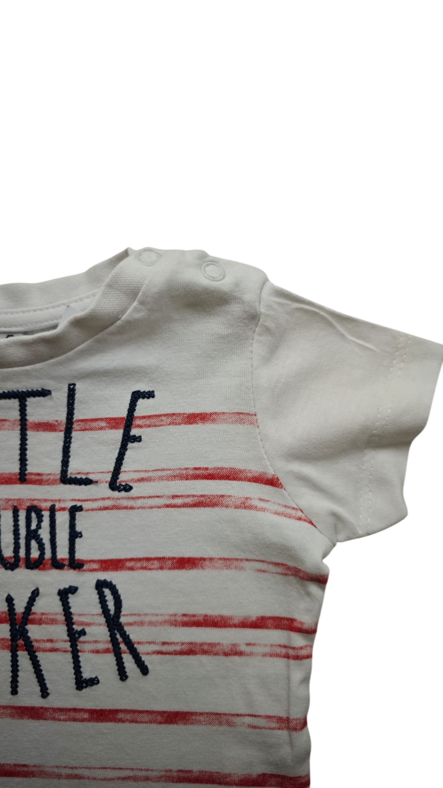 Newborn T-Shirt Weiß mit Rot und Blau Größe 56