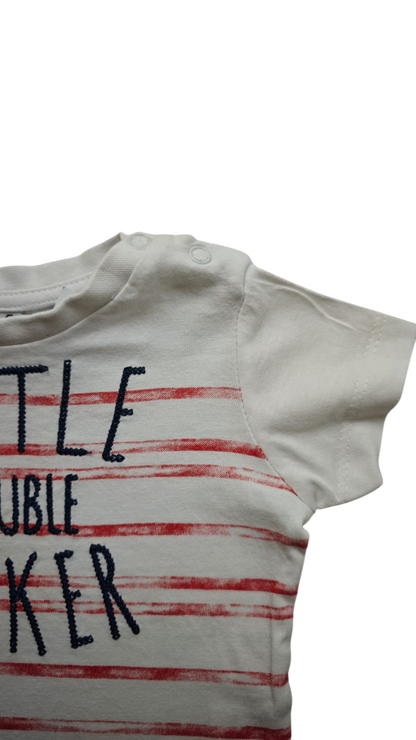 Newborn T-Shirt Weiß mit Rot und Blau Größe 56