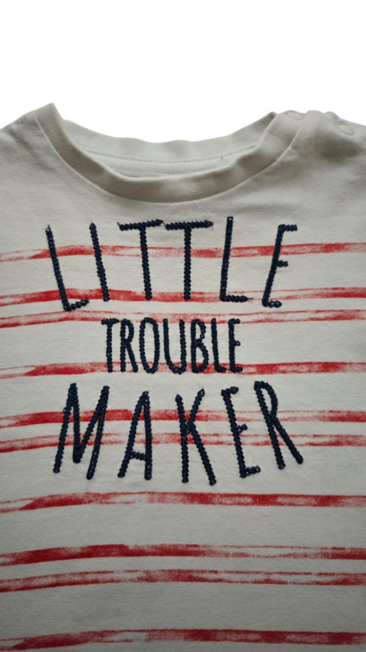 Newborn T-Shirt Weiß mit Rot und Blau Größe 56