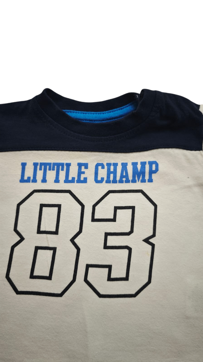 Markenlos Kurzarmshirt Weiß und Blau Größe 56