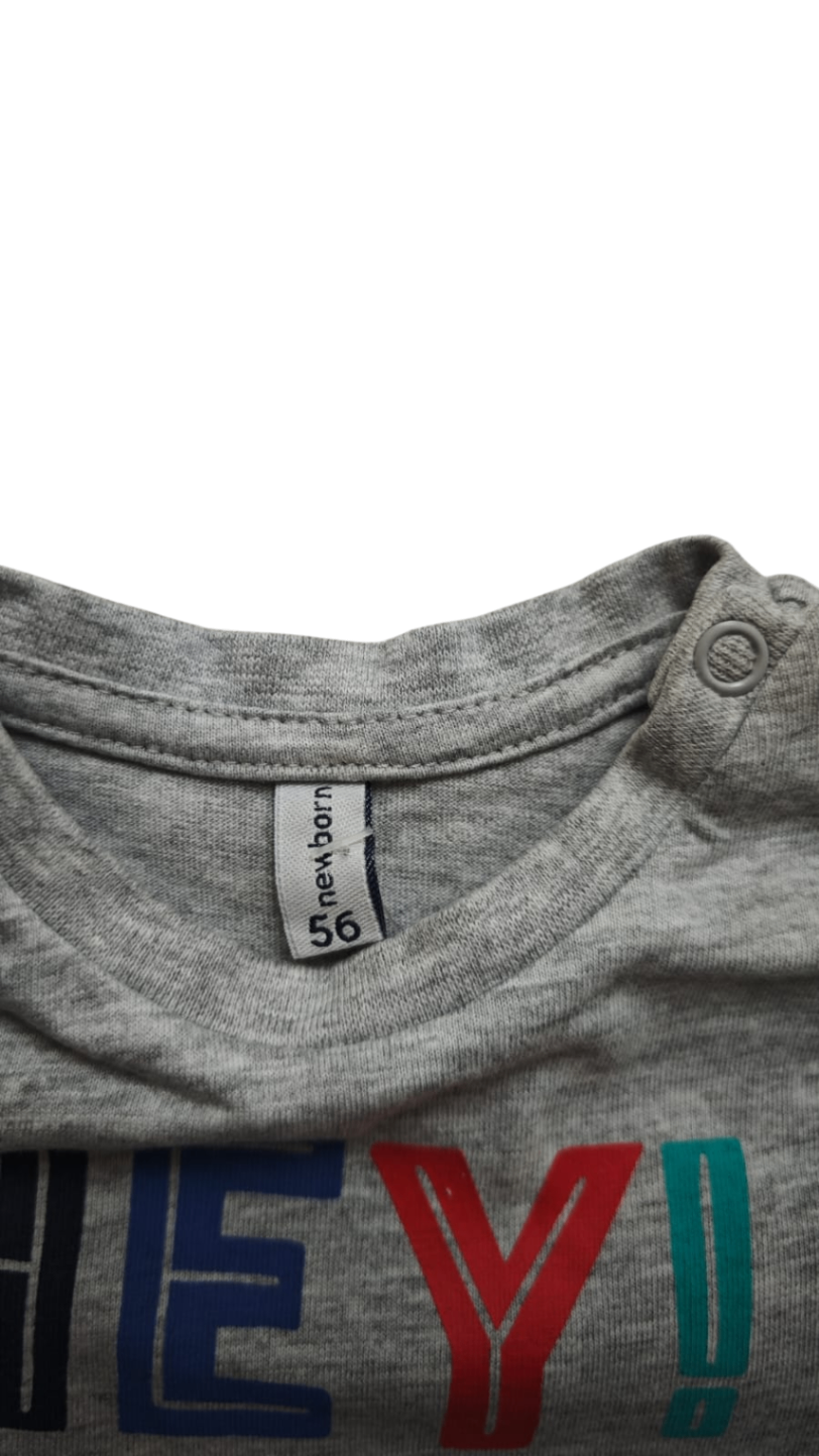 Newborn Kurzarmshirt Grau Größe 56