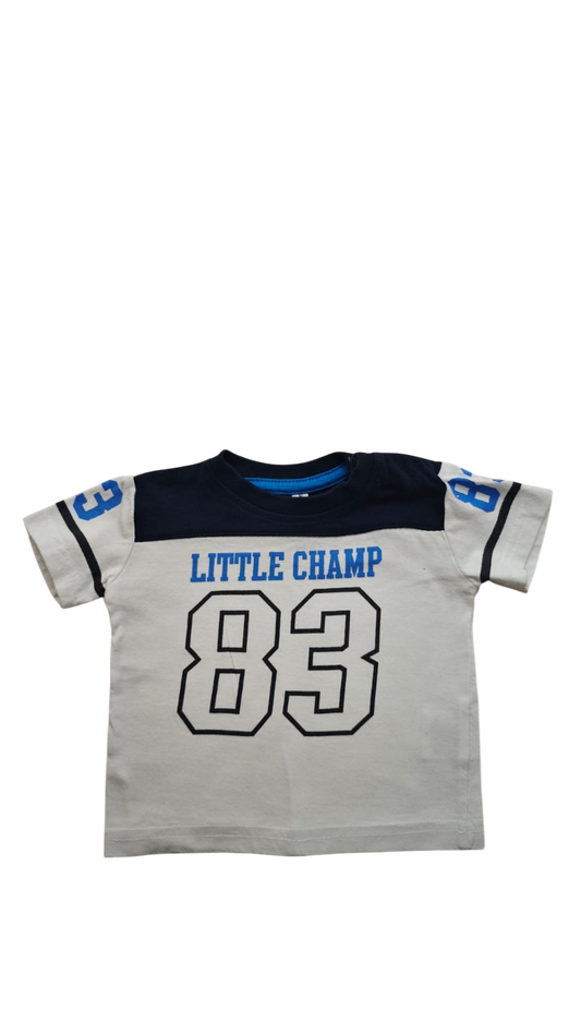 Markenlos Kurzarmshirt Weiß und Blau Größe 56