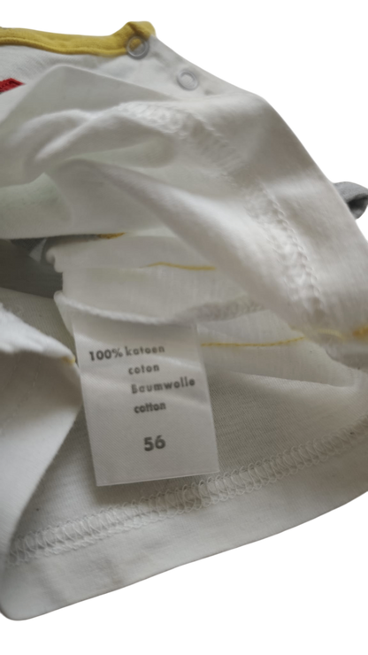 Markenlos Kurzarmshirt Weiß mit gelben, roten, blauen und grünen Applikationen Größe 56