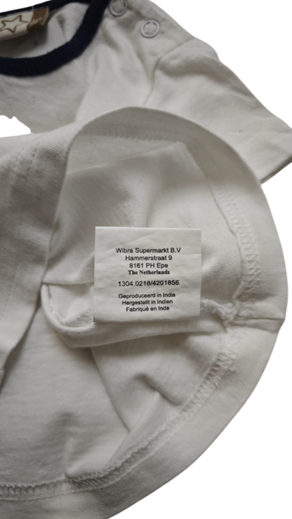 New BORN Kurzarmshirt Weiß mit schwarzen Kragen Größe 56