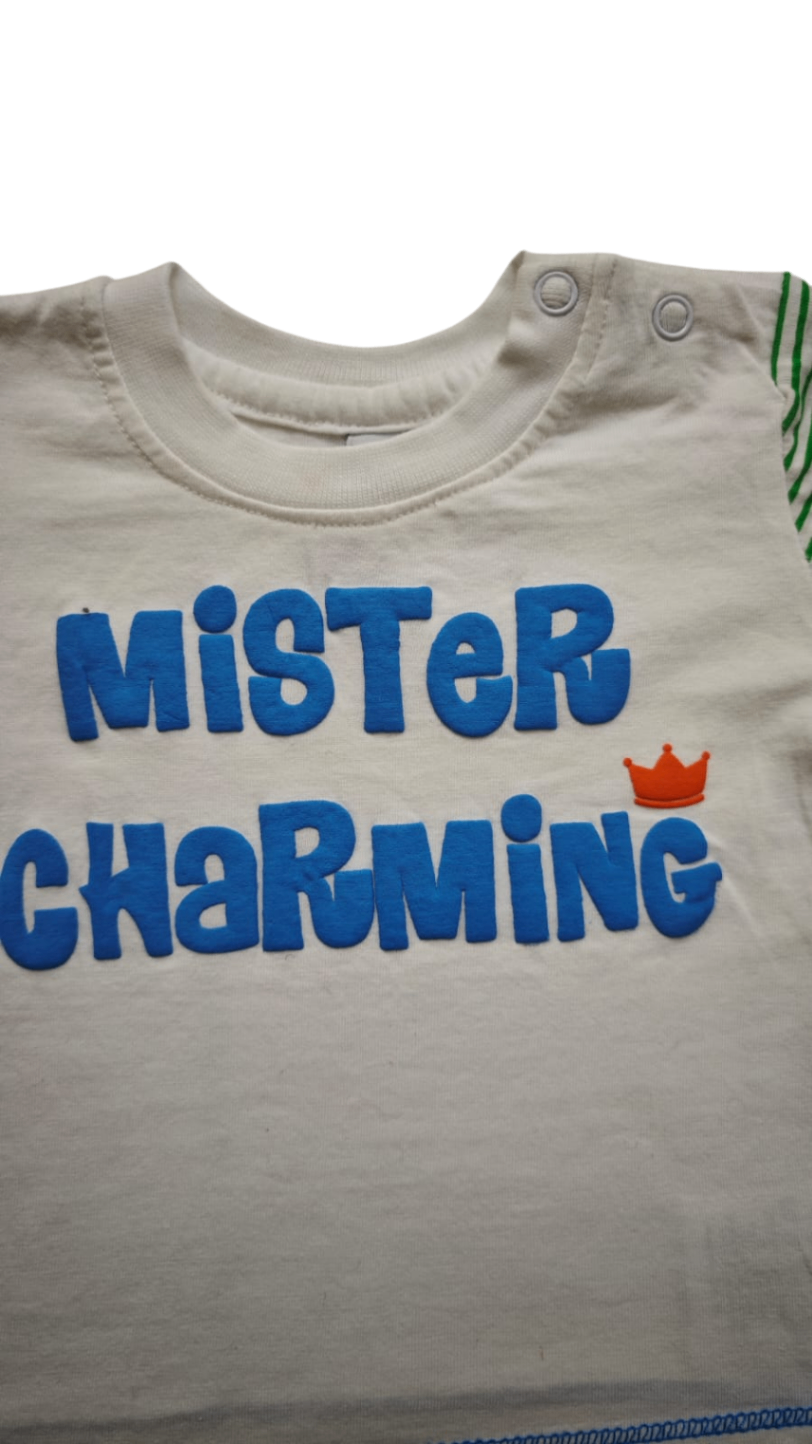 Newborn Kurzarmshirt Weiß, Grün, Blau, Orange Größe 50