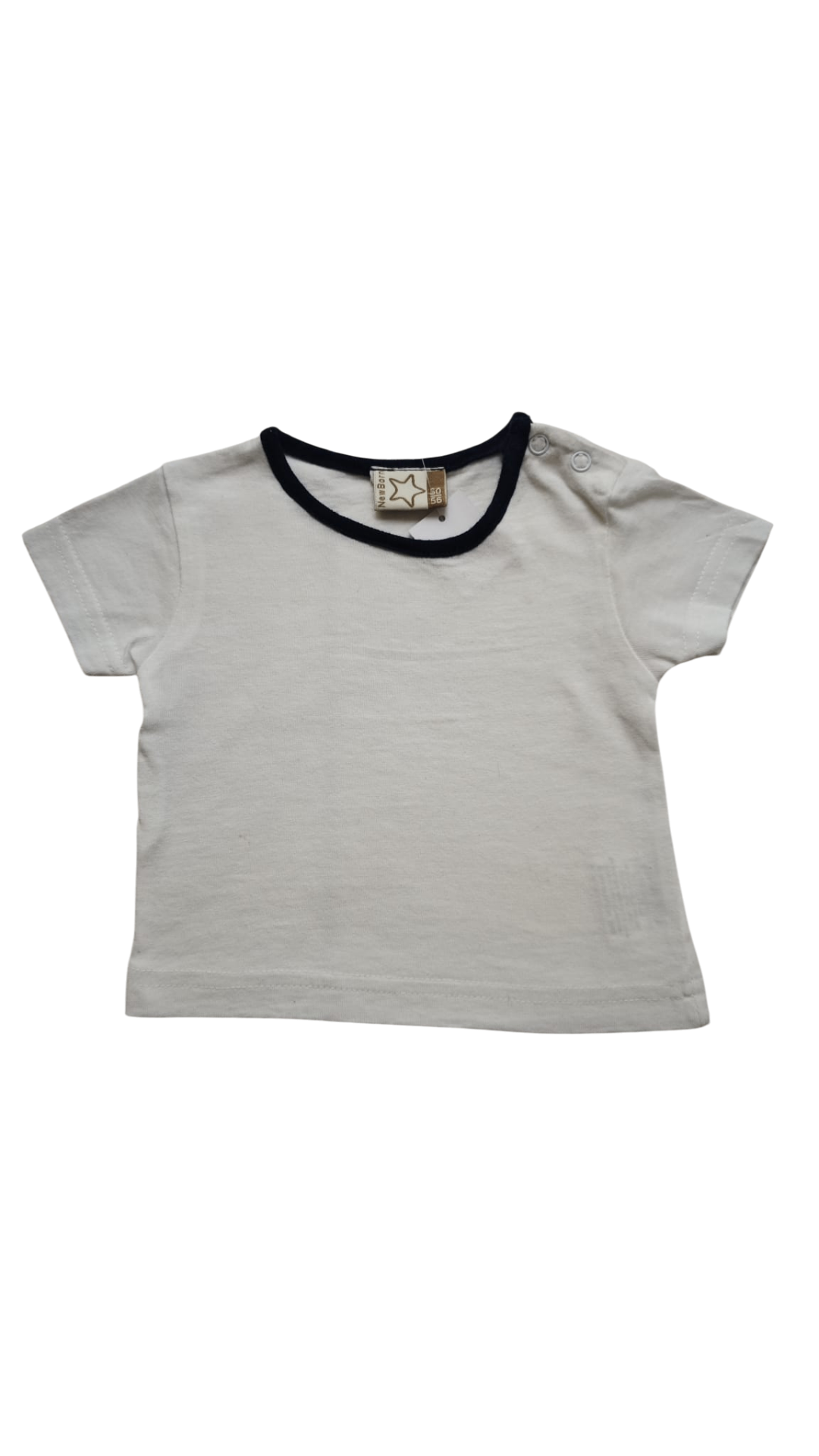 New BORN Kurzarmshirt Weiß mit schwarzen Kragen Größe 56