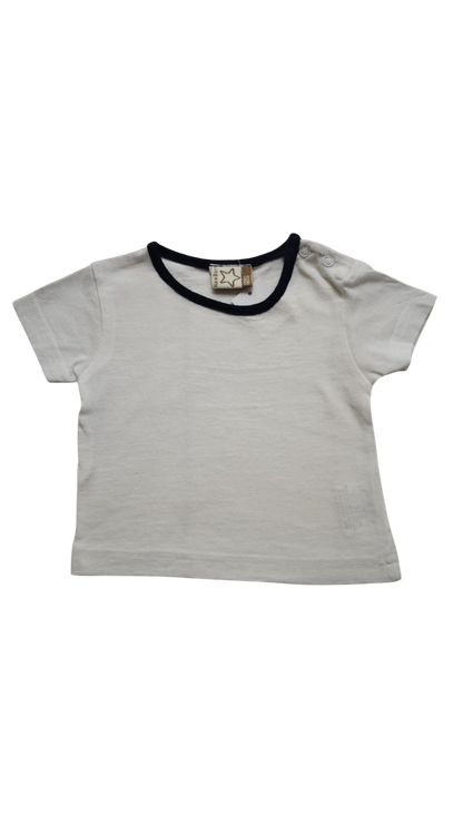 New BORN Kurzarmshirt Weiß mit schwarzen Kragen Größe 56