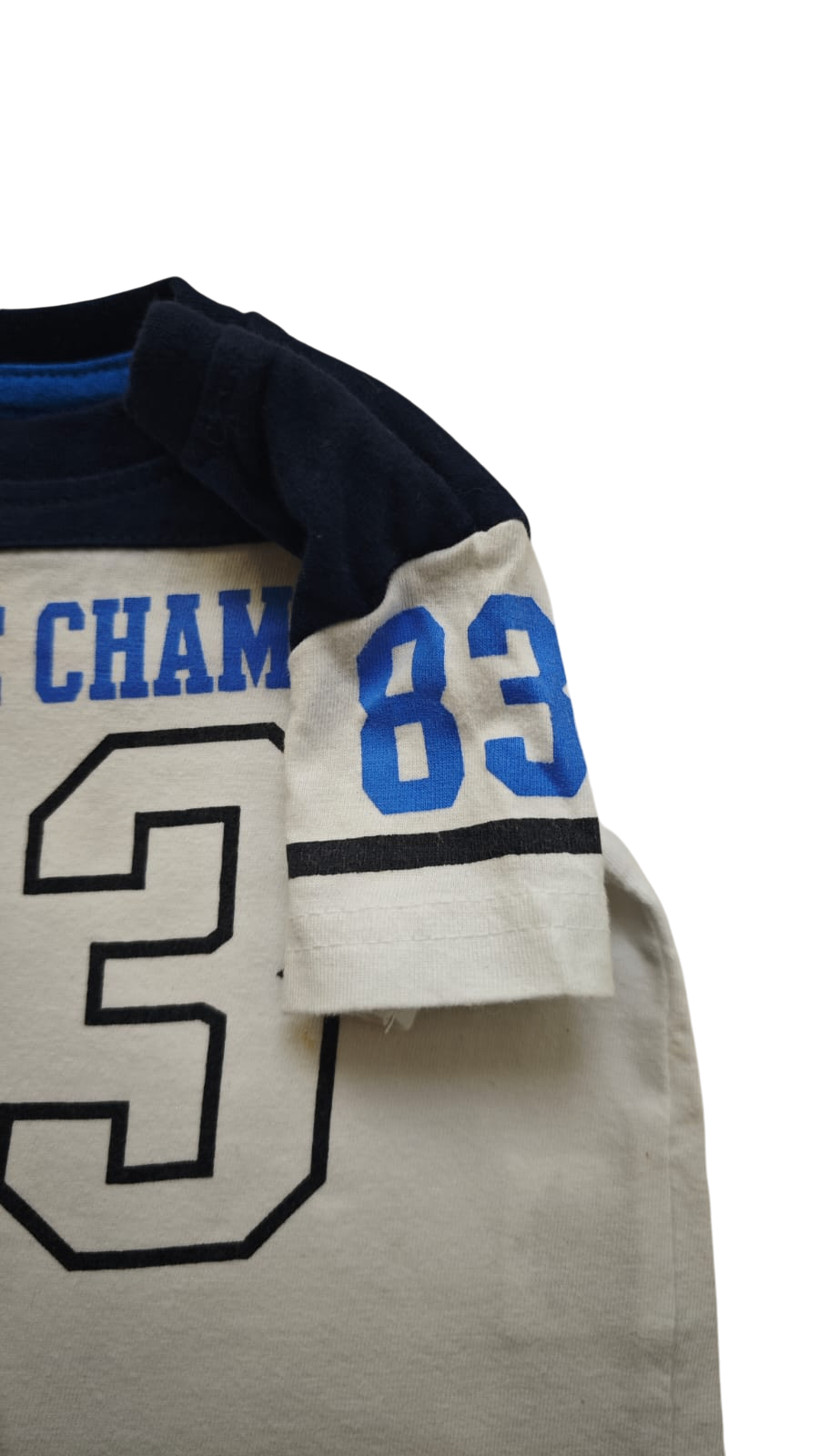 Markenlos Kurzarmshirt Weiß und Blau Größe 56