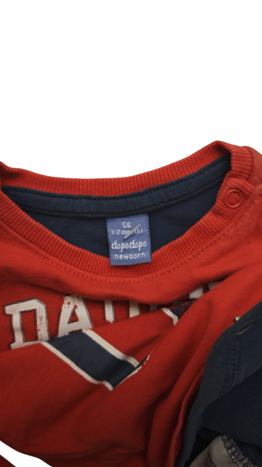 dopodopo Strampler Rot, Dunkelblau, Weiß Größe 56