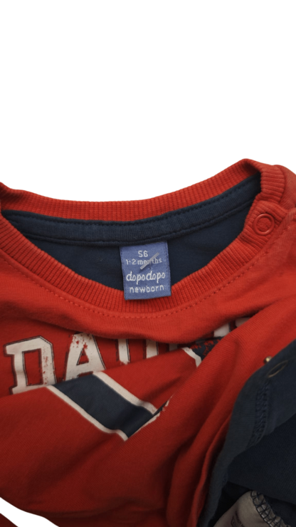 dopodopo Strampler Rot, Dunkelblau, Weiß Größe 56