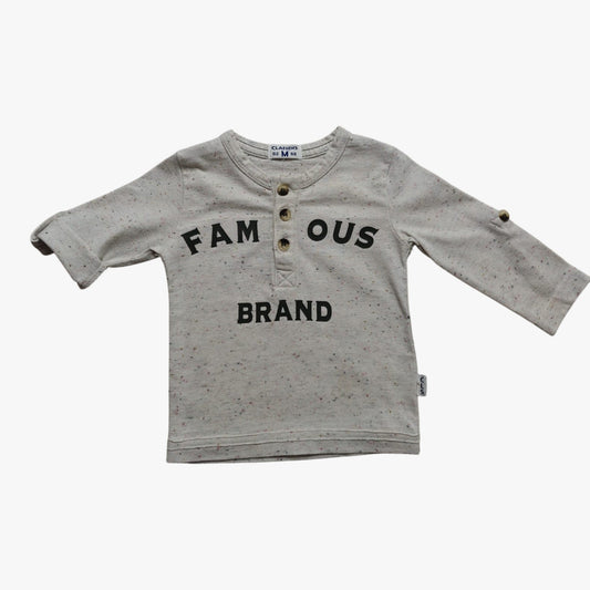 CLAESEN'S Langarmshirt Hellgrau mit bunten Sprenkeln Größe 62