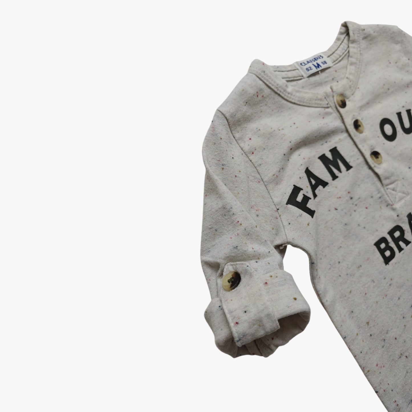 CLAESEN'S Langarmshirt Hellgrau mit bunten Sprenkeln Größe 62