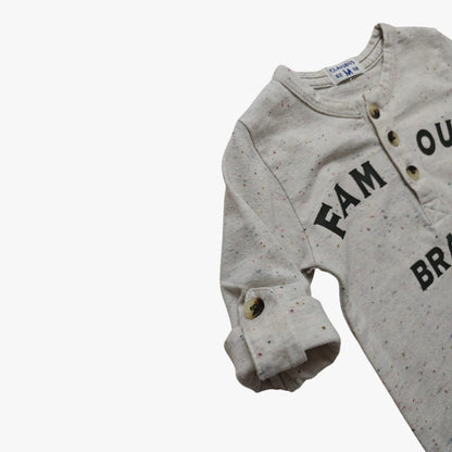 CLAESEN'S Langarmshirt Hellgrau mit bunten Sprenkeln Größe 62