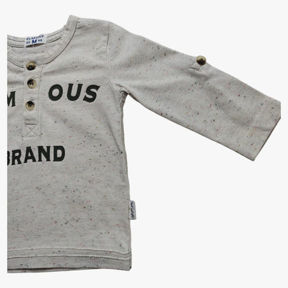 CLAESEN'S Langarmshirt Hellgrau mit bunten Sprenkeln Größe 62