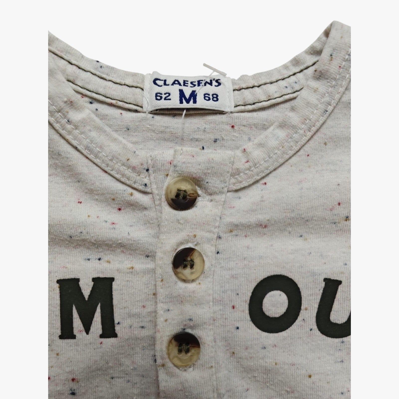 CLAESEN'S Langarmshirt Hellgrau mit bunten Sprenkeln Größe 62