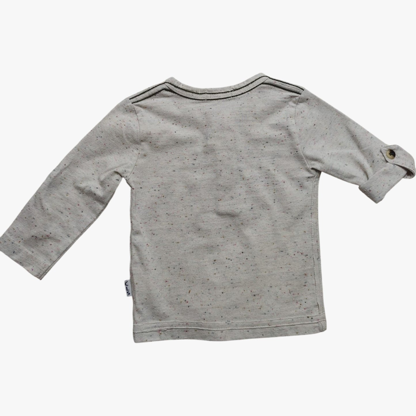 CLAESEN'S Langarmshirt Hellgrau mit bunten Sprenkeln Größe 62