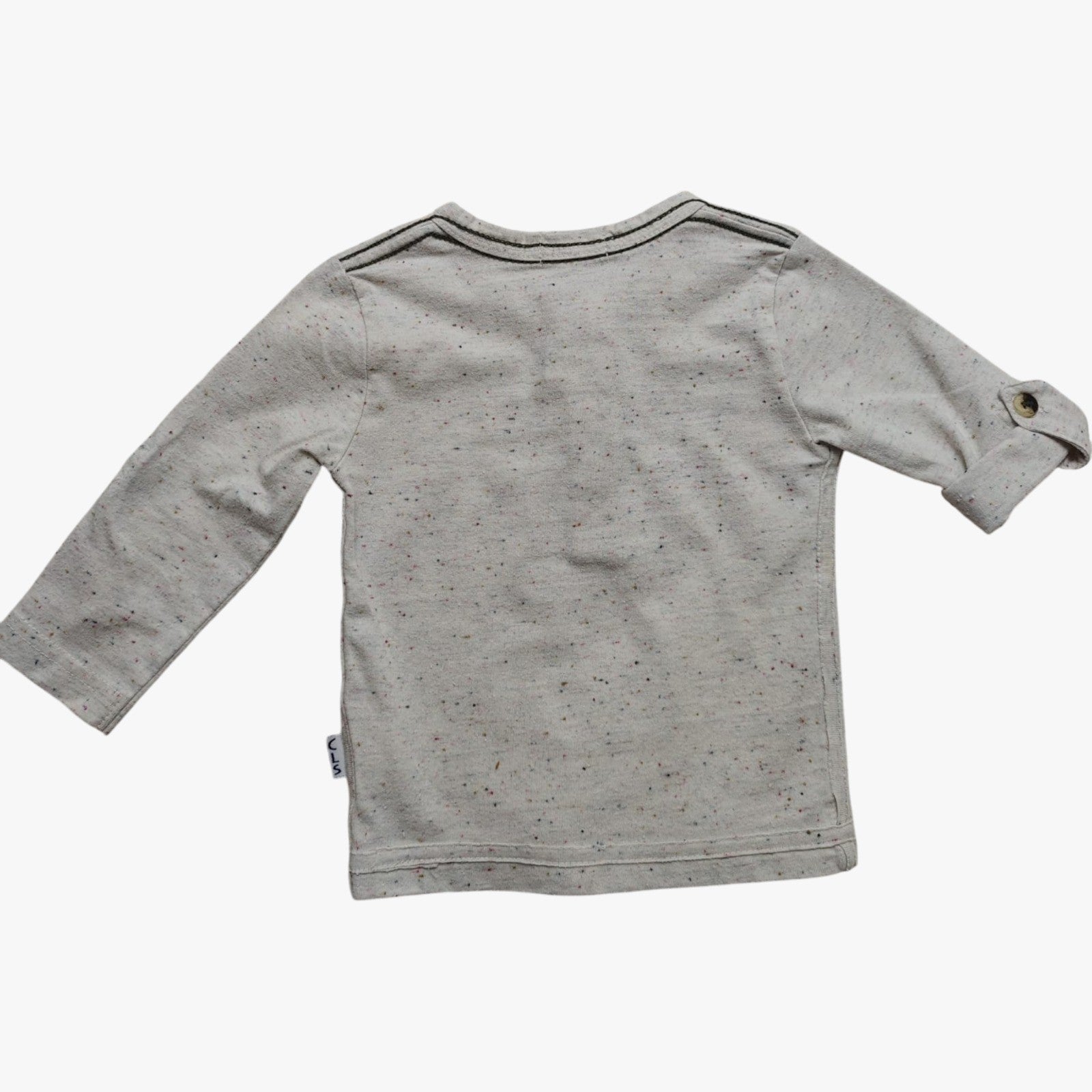 CLAESEN'S Langarmshirt Hellgrau mit bunten Sprenkeln Größe 62