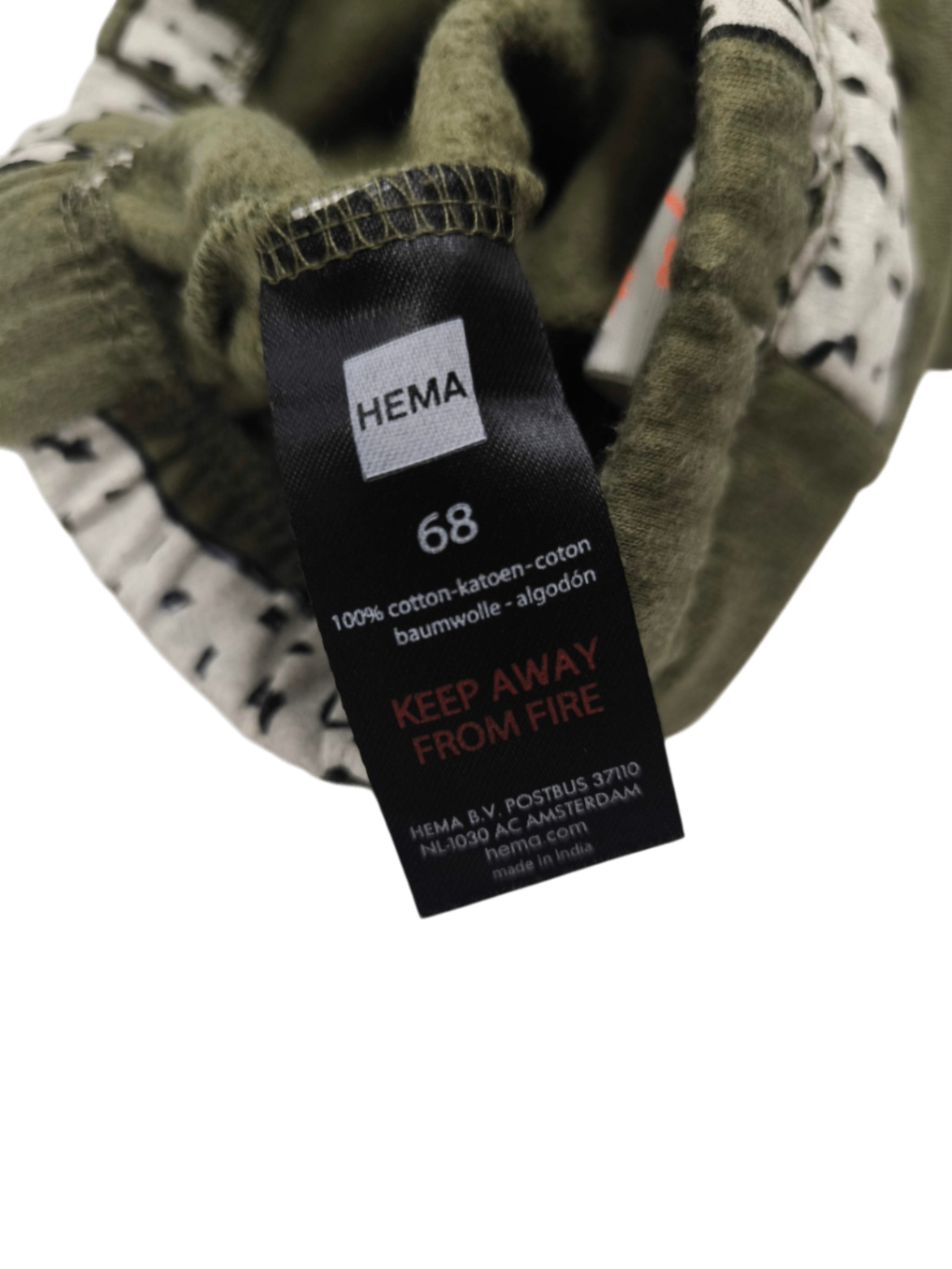 HEMA Jogginghose Olivgrün, Weiß, Schwarz Größe 68