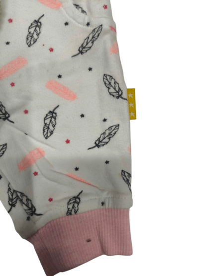 HEMA Jogginghose Weiß mit Rosa Größe 50