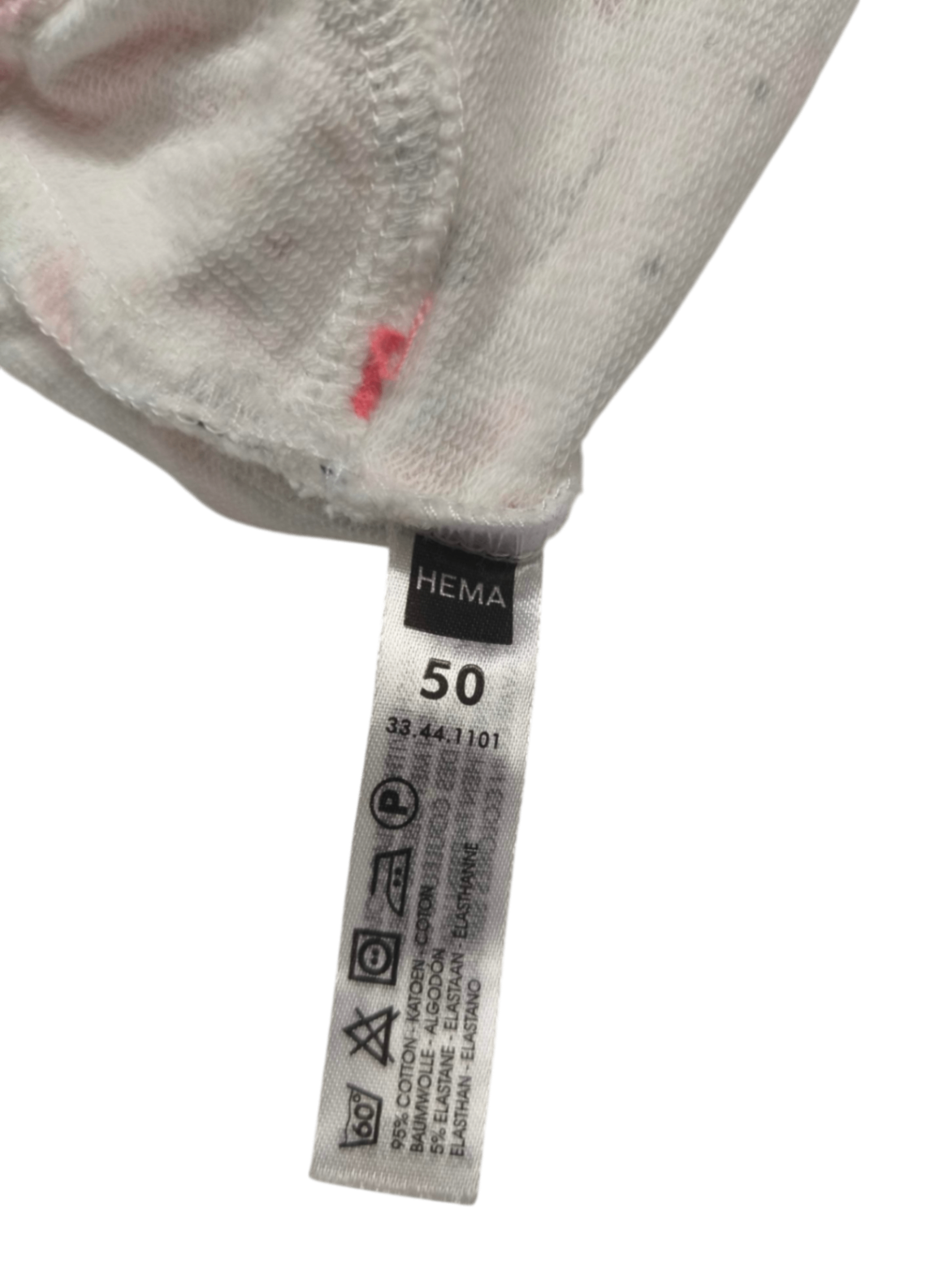 HEMA Jogginghose Weiß mit Rosa Größe 50