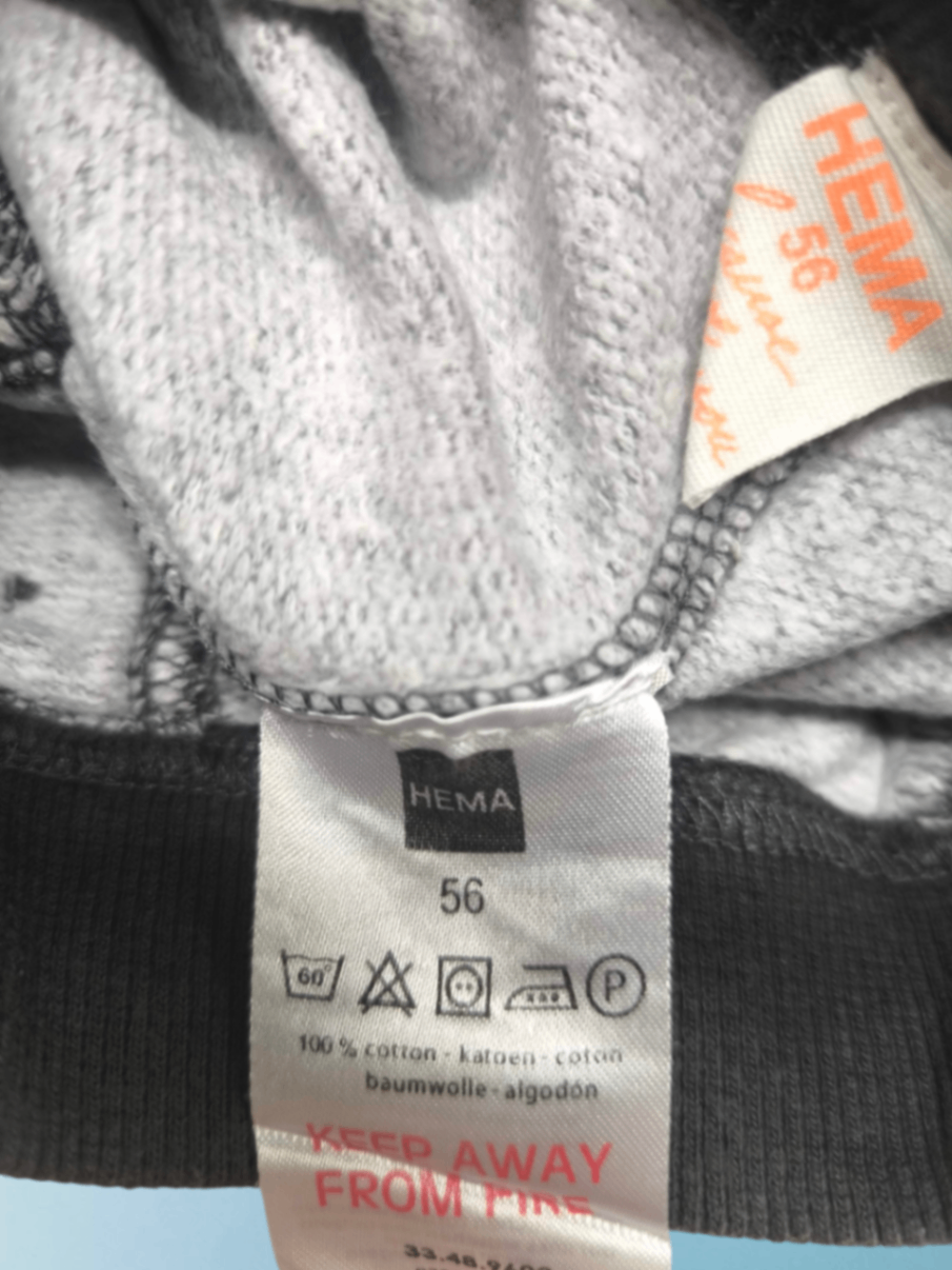 HEMA Jogginghose Dunkelgrau mit Weiß Größe 50-56