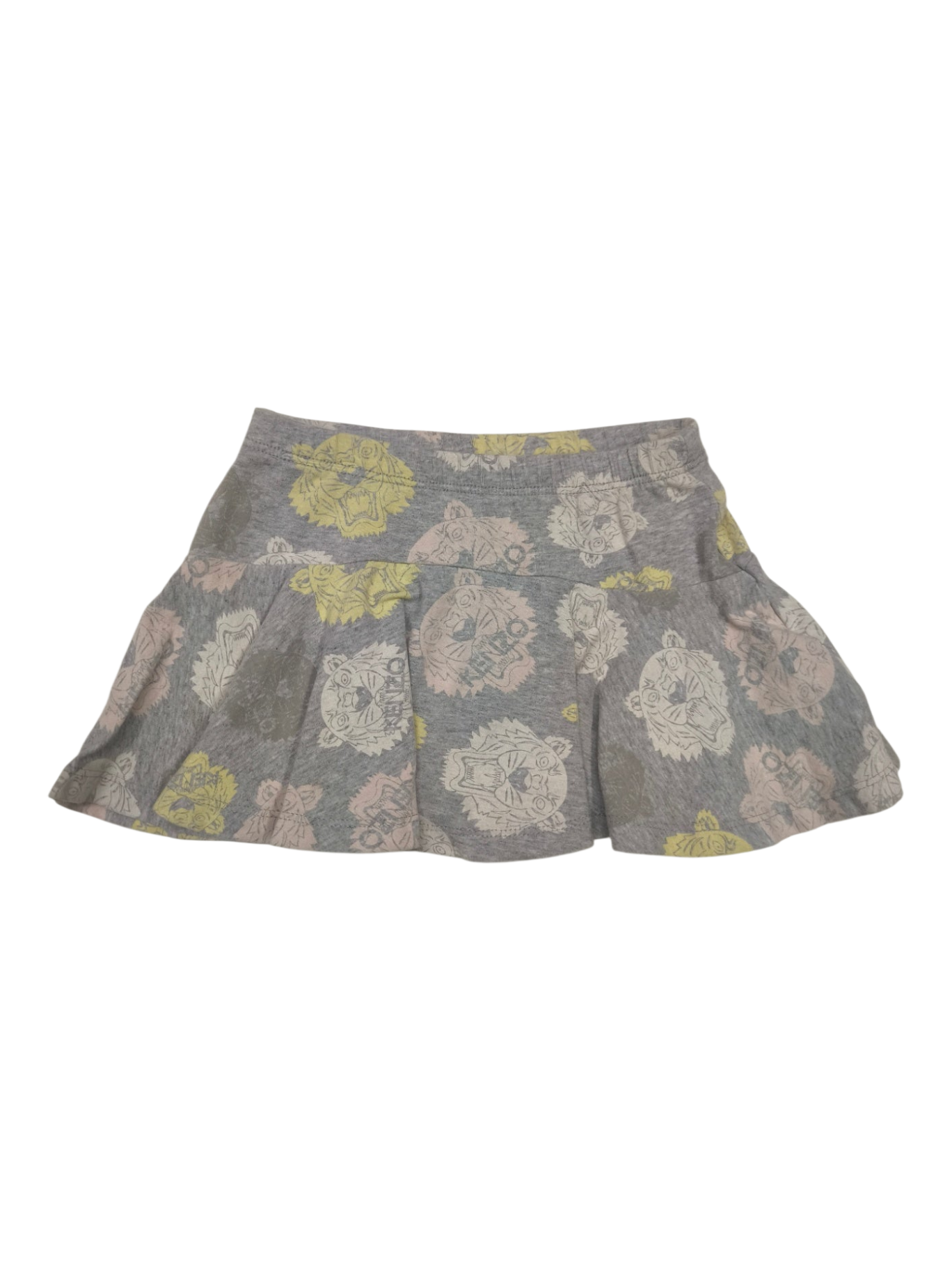 Grauer Kenzo Rock von Annabel´s Second Style & Co. mit buntem Tiger-Print und elastischem Bund für Kinder.