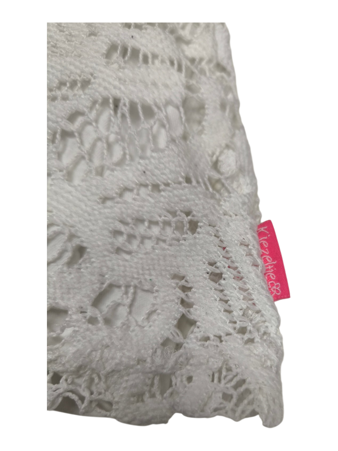 Annabel´s Second Style & Co. weißer Kiezeltje Mädchenrock aus feiner Spitze mit pinkem Markenlabel