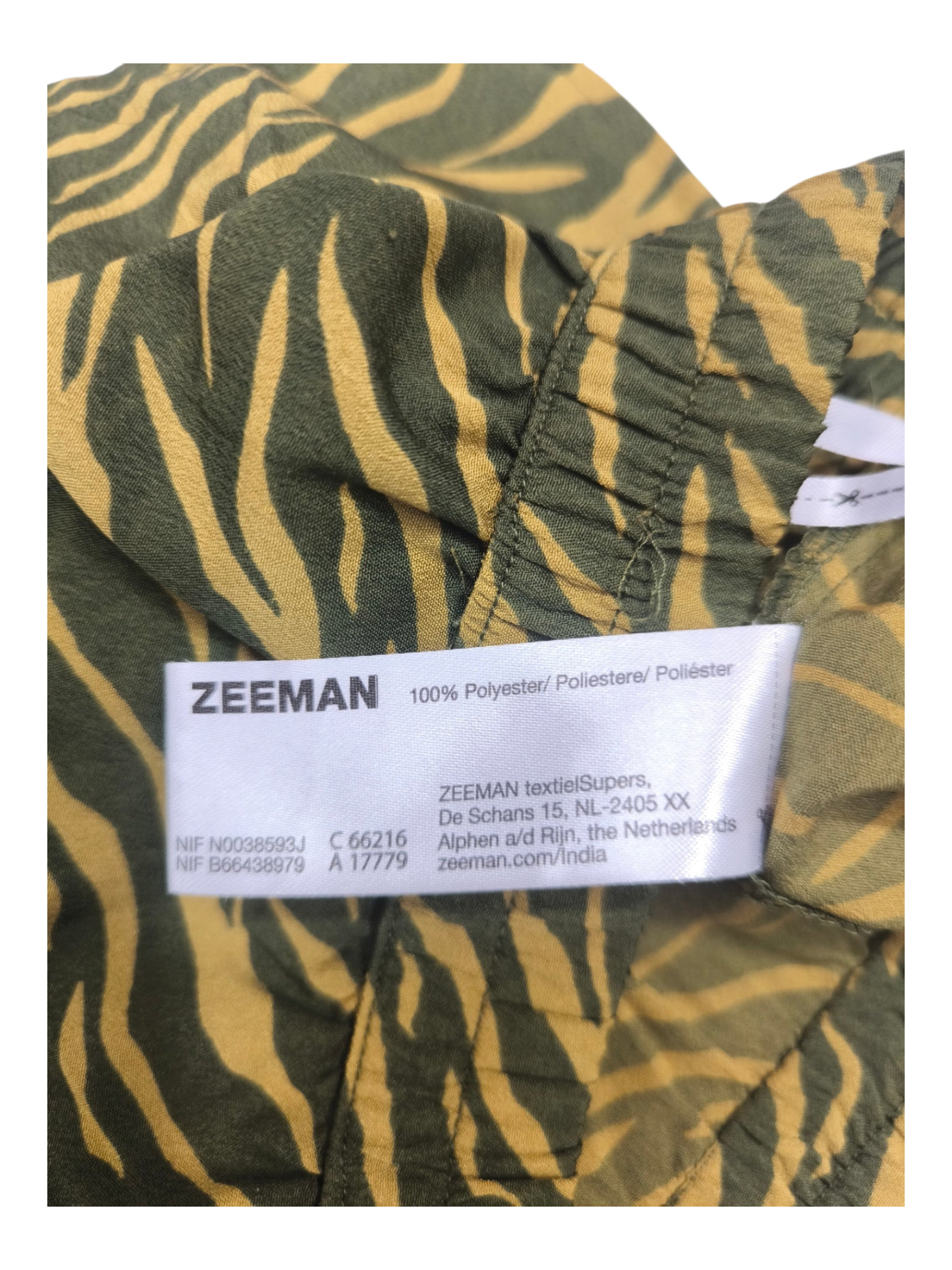 Annabel´s Second Style & Co. Zeeman Rock mit olivgrünem und gelbem Tigerstreifen-Print und elastischem Bund