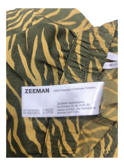 Annabel´s Second Style & Co. Zeeman Rock mit olivgrünem und gelbem Tigerstreifen-Print und elastischem Bund
